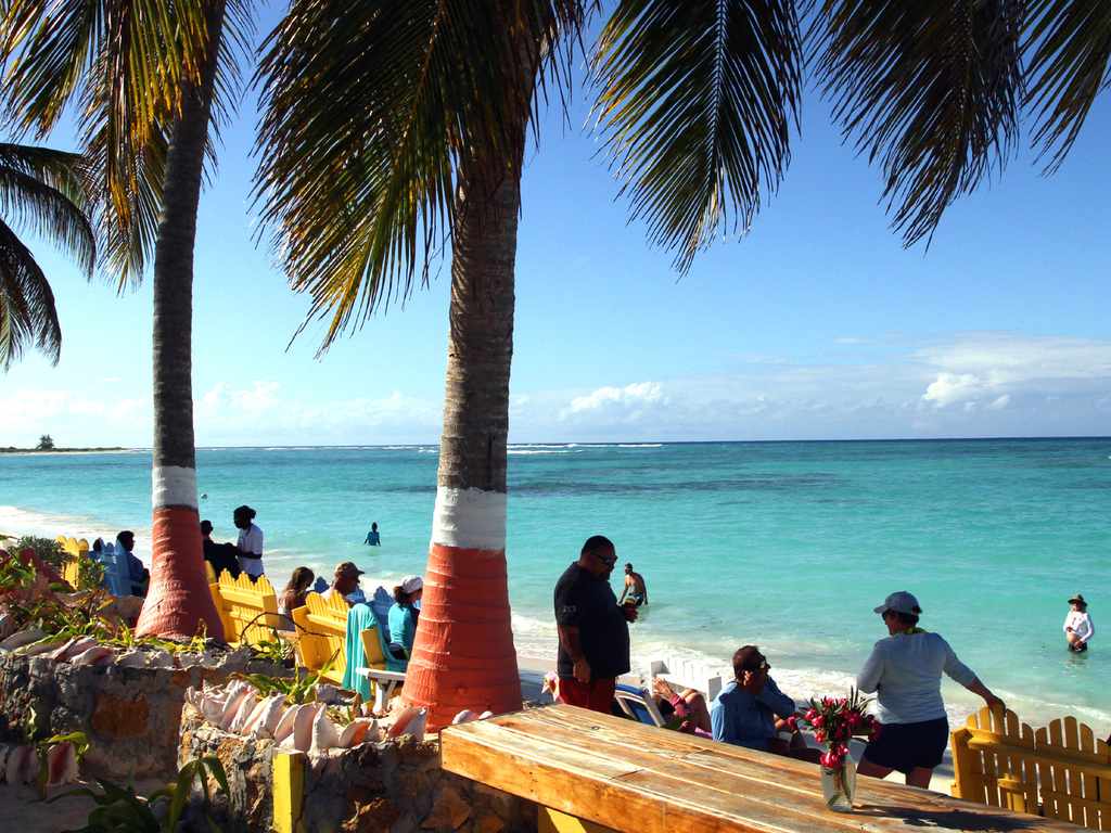 Cow Wreck Beach on Anegada with clear skies and calm Caribbean water