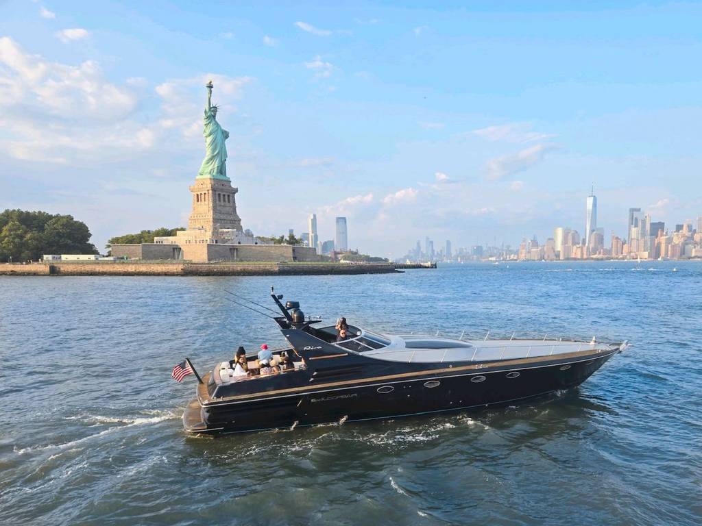 Luxury yacht cruising New York waters on a sunny day